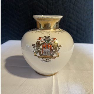 Vintage Kronach Bavaria Porcellan Handegmalt Vase with Hamburg Emblem