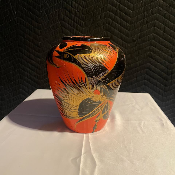 Vintage Mexican Tonala Vessel "Grabber Bird"