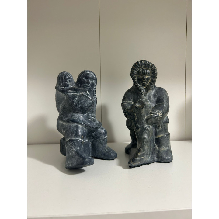 Vintage Inuit Couple Figure Sculpture Canada