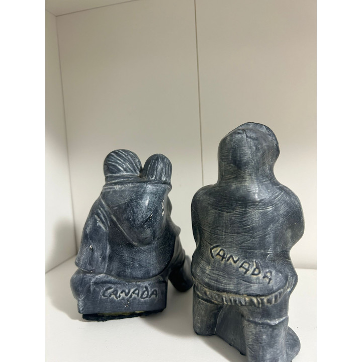 Vintage Inuit Couple Figure Sculpture Canada
